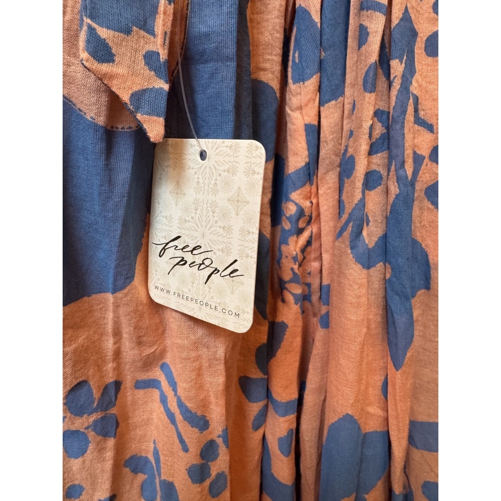Free People Cottage Core Milk Maid Boho Women's Pink & Blue Maxi Dress NWT Sz S - Picture 4 of 5